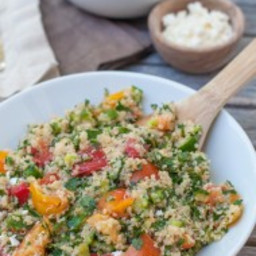 quinoa with tomatoes, cucumber, parsley and mint
