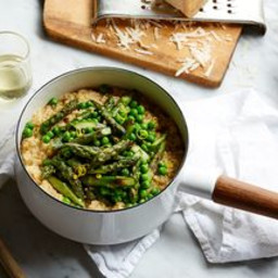Quinoa–Red Lentil Risotto with Asparagus and amp; Peas