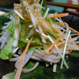 Raddish and Shiitake mushroom soba salad