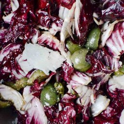Radicchio Salad with Green Olives and Parmesan