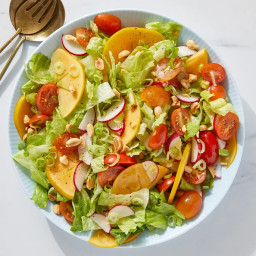 Radish, Persimmon & Tomato Salad with Yuzu-Honey Vinaigrette