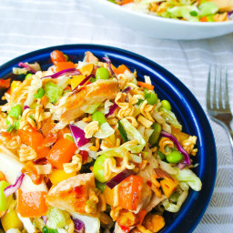 rainbow ramen noodle salad with asian-chili dressing