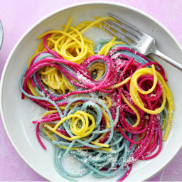 Rainbow Spaghetti with Parmesan