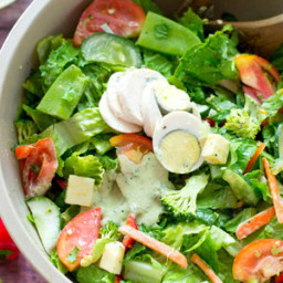 Rainbow Veggie Chef's Salad with Creamy Pesto Ranch Dressing
