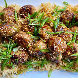 Ramen and Sweet-and-Spicy Pork Meatballs