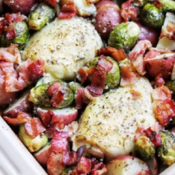 Ranch-Baked Chicken Thighs with Bacon, Brussels Sprouts, and Potatoes Recip