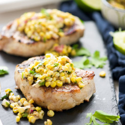 Ranch Pork Chops with Grilled Jalapeno Corn Salsa