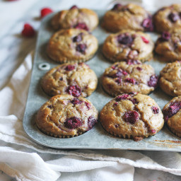 Raspberry, Almond Butter and Banana Oatmeal Muffins