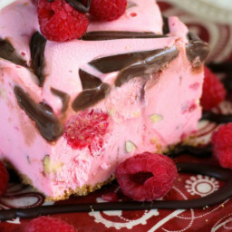 Raspberry Almond Fudge Ice Cream Cake