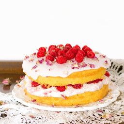 Raspberry and Rose Sponge Cake
