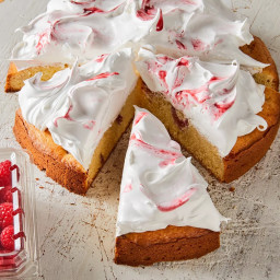 Raspberry Cake With Swirled Meringue