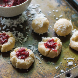 Raspberry Coconut Thumbprint Cookies
