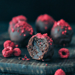 Raspberry Dusted Chocolate Fudge Brownie Truffles