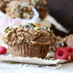 Raspberry Filled Loaded Superfood Muffins