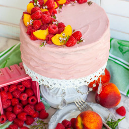 Raspberry Peach Cake Recipe (video)