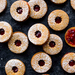 Raspberry Pistachio Linzer Cookies