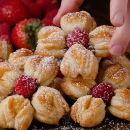 Raspberry Puff Pastry Flower Recipe by Tasty
