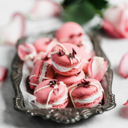 Raspberry Rose Macarons