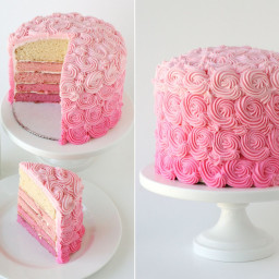 Raspberry Rose Ombré Cake
