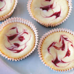 Raspberry swirl cheesecakes
