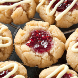 Raspberry Thumbprint Cookies (grain-free, gluten-free, dairy-free)