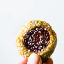 Raspberry Thumbprint Cookies with Amaretto (Vegan)