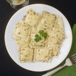 Ravioli with Garlic Herb White Wine Sauce