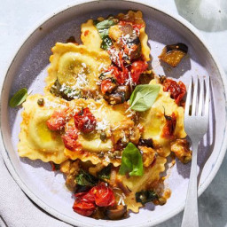Ravioli with Roasted Eggplant, Tomatoes, and Capers