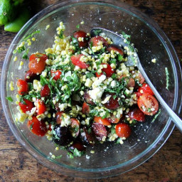Raw Corn Salad with Tomatoes, Feta, and Herbs