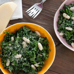 Raw Kale Salad with Lemon, Parmesan and Cannellini beans