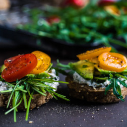 Raw Vegan Bagels with Dill & Caper Cashew Cream Cheese