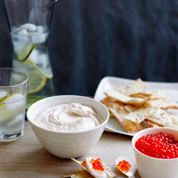 Real-deal taramasalata with salmon roe and black pepper water crackers