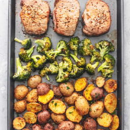 Recipe for Sheet Pan Pork Chops with Potatoes and Broccoli
