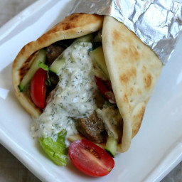 Recipe for Slow Cooker (Crock Pot) Beef Gyros with Tzatziki Sauce