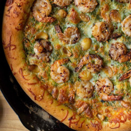 Recipe: How to Make Cast Iron Shrimp Pesto Pizza