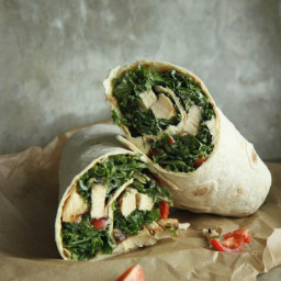 Recipe: Kale Caesar Salad with Grilled Chicken Wrap