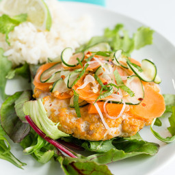 Recipe: Thai Salmon Burgers with Pickled Cucumber Slaw