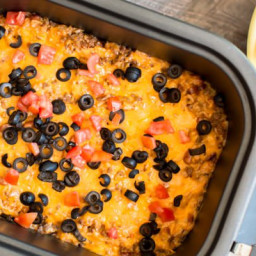 Slow Cooker Beef and Rice Enchilada Dip