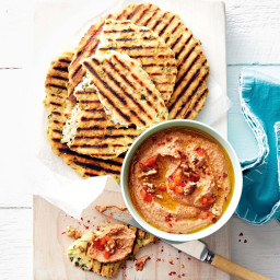 Red baba ghanoush with quick flatbread
