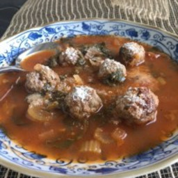 Red Chard Soup with Meatballs