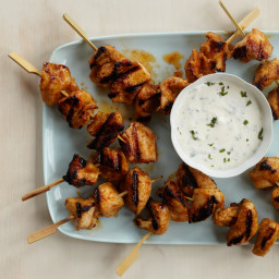 Red Curry Chicken Kebabs with Minty Yogurt Sauce