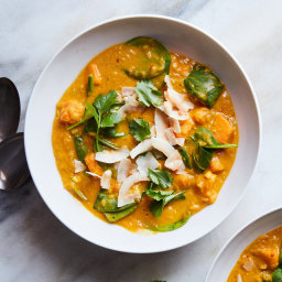 Red Curry Lentils With Sweet Potatoes and Spinach