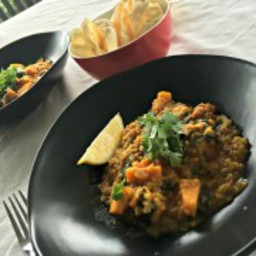 Red Lentil Dal with Sweet Potato and Spinach