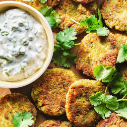Red Lentil Fritters with Ginger-Yogurt Sauce