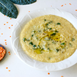 Red Lentil Soup with Kale, Lemon and Pepper