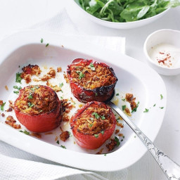 Red peppers stuffed with pork and rice