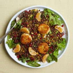 Red Quinoa and Lentils with Fried Goat Cheese, Citrus and Pomegranate