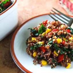 Red Quinoa Pilaf with Kale and Corn