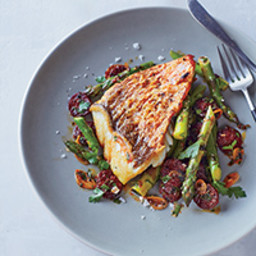 Red Snapper with Asparagus and Chorizo