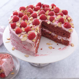 Red Velvet Almond Cake with Raspberries